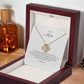 To My Mom, Beautiful Love Knot 14k or 18k finish Necklace. Features a beautiful pendant embellished with premium cubic zirconia crystals.