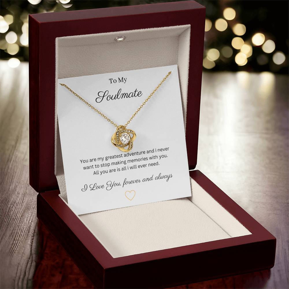 To My Soulmate pendant necklace 14k white gold over stainless steel or 18k yellow gold over stainless steel