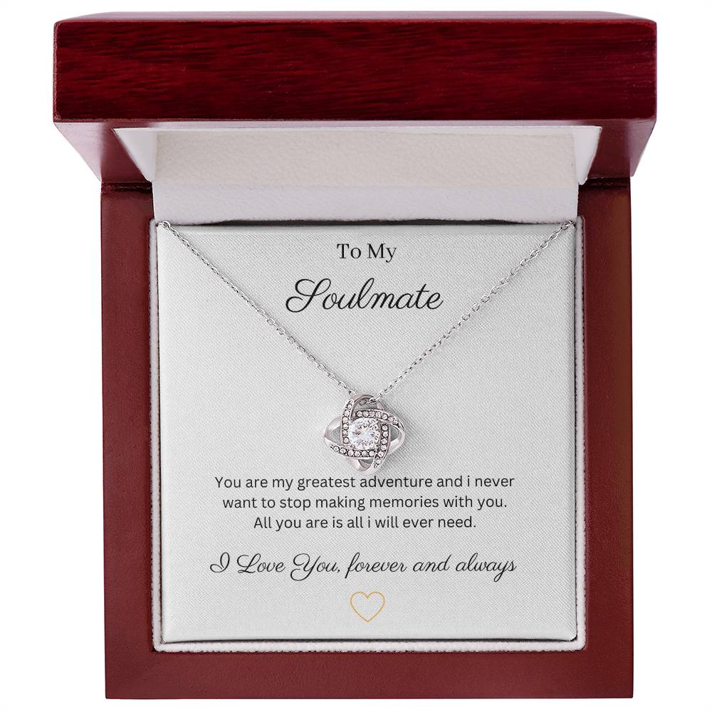 To My Soulmate pendant necklace 14k white gold over stainless steel or 18k yellow gold over stainless steel