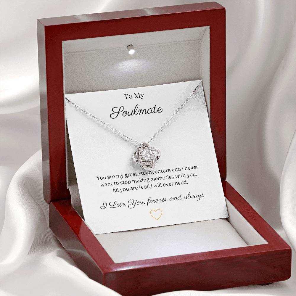 To My Soulmate pendant necklace 14k white gold over stainless steel or 18k yellow gold over stainless steel