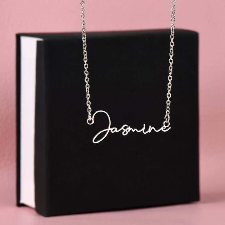 Signature Style Name Necklace, in polished stainless steel or 18K yellow gold finish. 