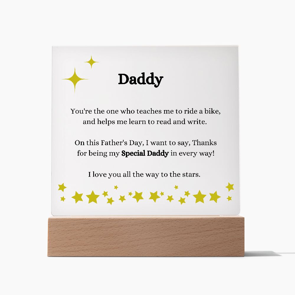 Daddy Fathers Day Acrylic Plaque With LED Option