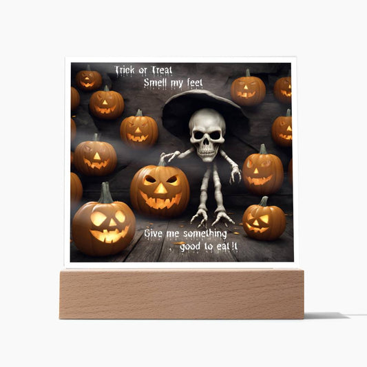 Halloween Trick or Treat Square Acrylic Plaque With LED Option
