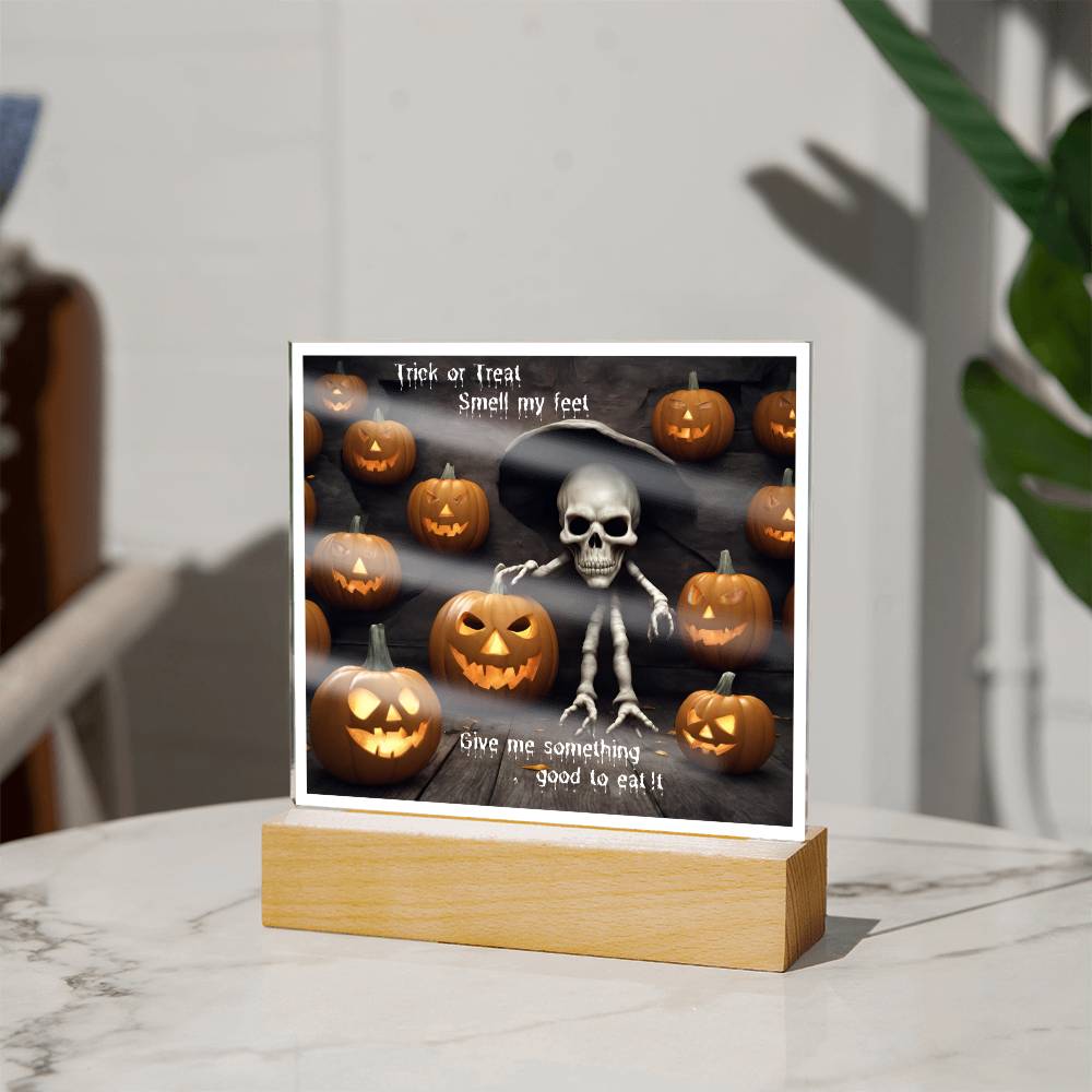 Halloween Trick or Treat Square Acrylic Plaque With LED Option