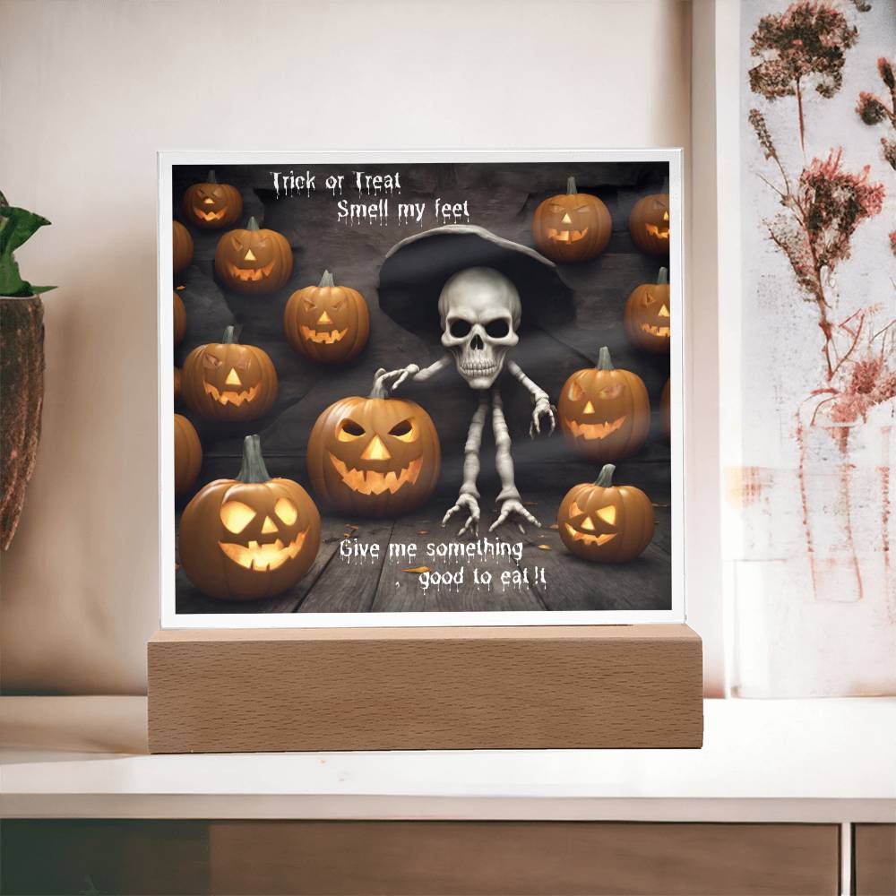 Halloween Trick or Treat Square Acrylic Plaque With LED Option