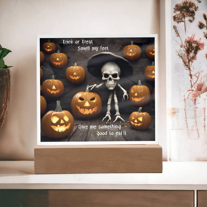 Halloween Trick or Treat Square Acrylic Plaque With LED Option