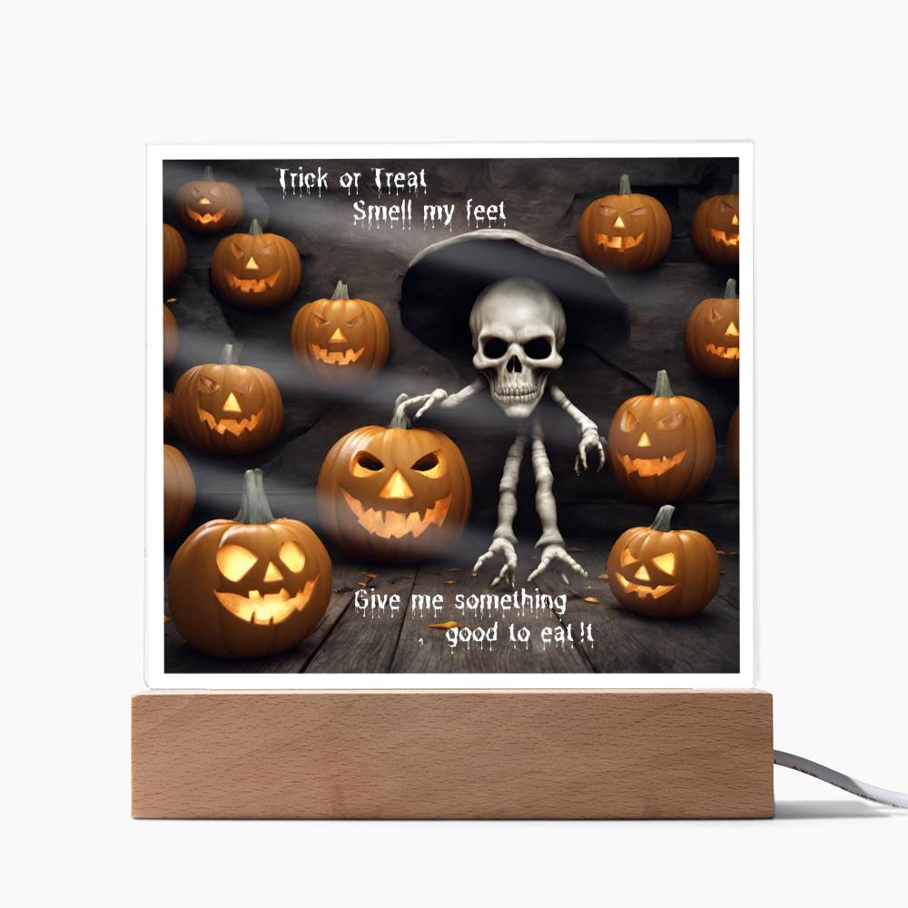 Halloween Trick or Treat Square Acrylic Plaque With LED Option