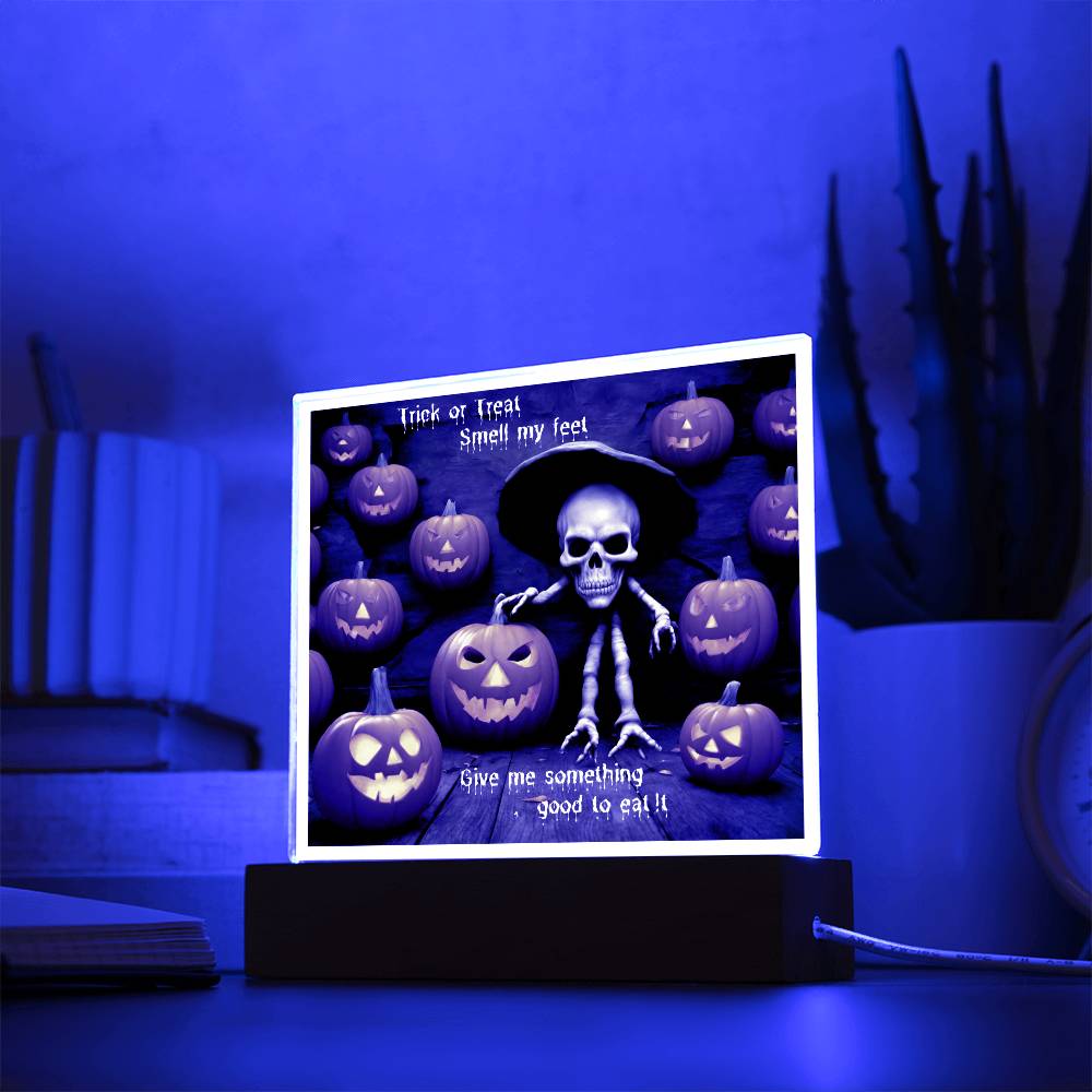 Halloween Trick or Treat Square Acrylic Plaque With LED Option