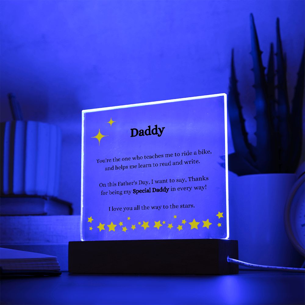 Daddy Fathers Day Acrylic Plaque With LED Option