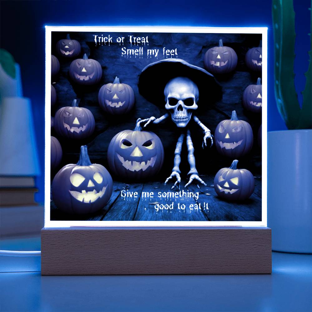 Halloween Trick or Treat Square Acrylic Plaque With LED Option