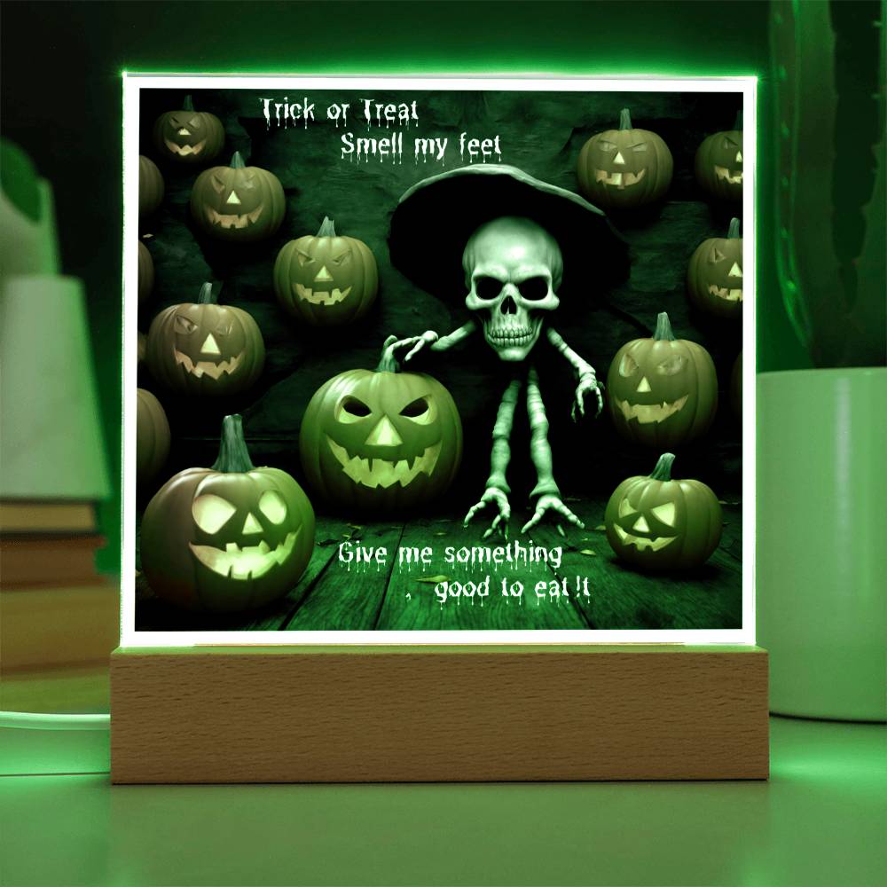 Halloween Trick or Treat Square Acrylic Plaque With LED Option