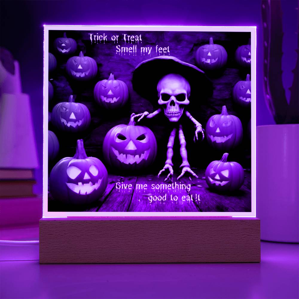 Halloween Trick or Treat Square Acrylic Plaque With LED Option