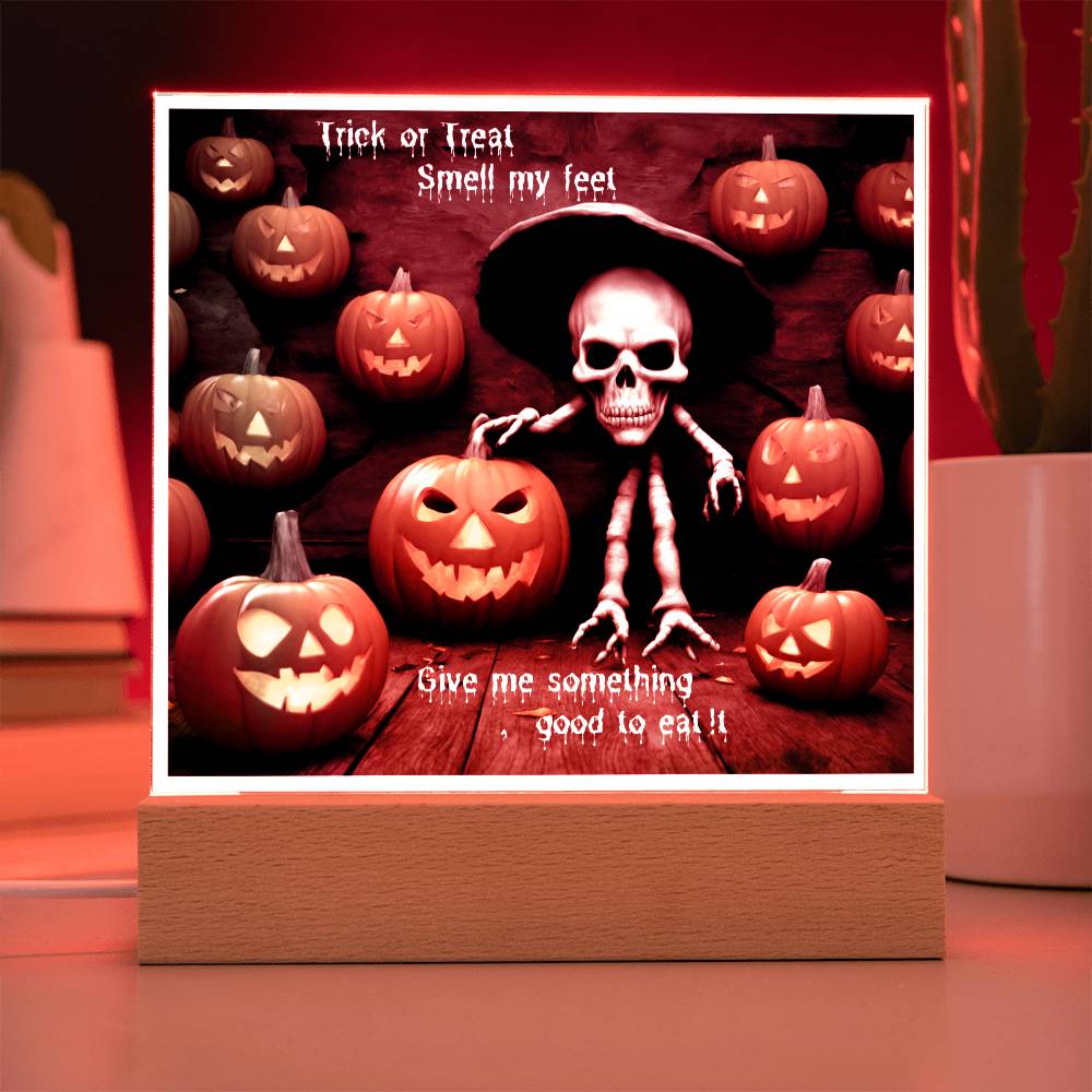 Halloween Trick or Treat Square Acrylic Plaque With LED Option