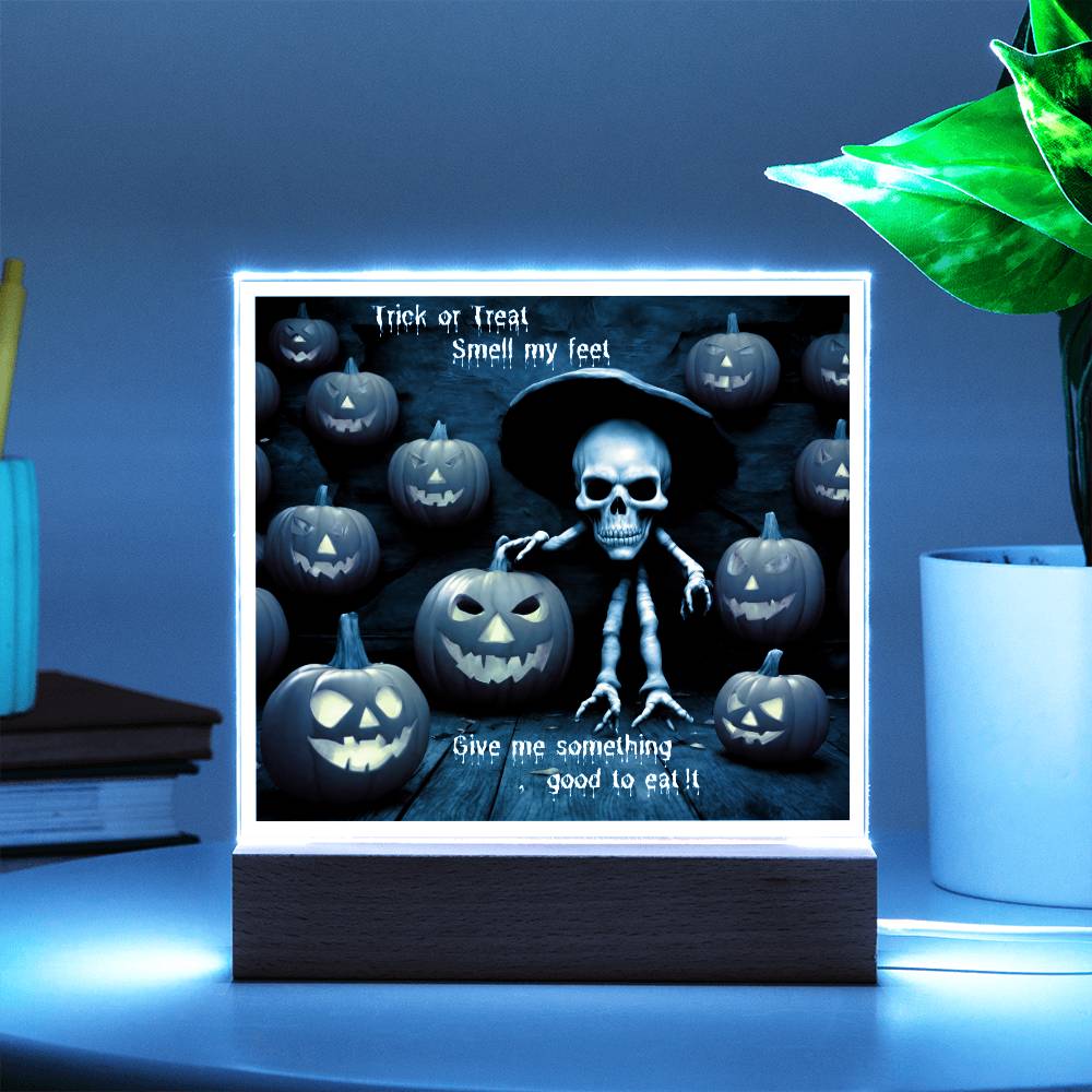 Halloween Trick or Treat Square Acrylic Plaque With LED Option