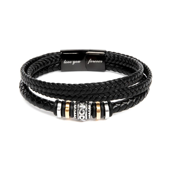 To My Husband "Love You Forever" Vegan Leather Bracelet with Message Card