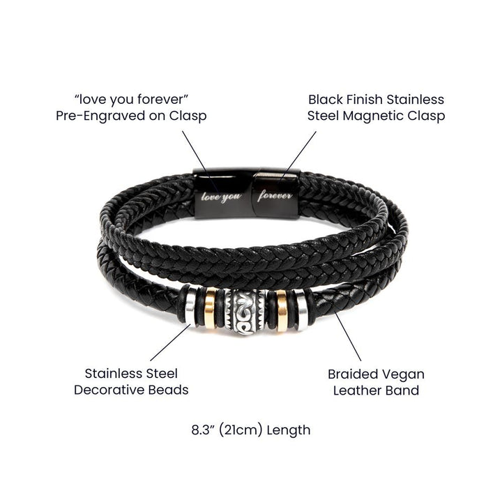 To My Husband "Love You Forever" Vegan Leather Bracelet with Message Card