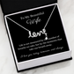 Pendant necklace cursive design spells LOVE. Polished stainless steel or 18k gold finish. Message card To My Beautiful Wife  