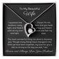 Dazzling Forever Love Necklace and heartfelt message card. This necklace features a stunning 6.5mm CZ crystal surrounded by a polished heart pendant embellished with smaller crystals. 14k white gold finish with adjustable chain length: 18" - 22" (45.72cm - 55.88cm)