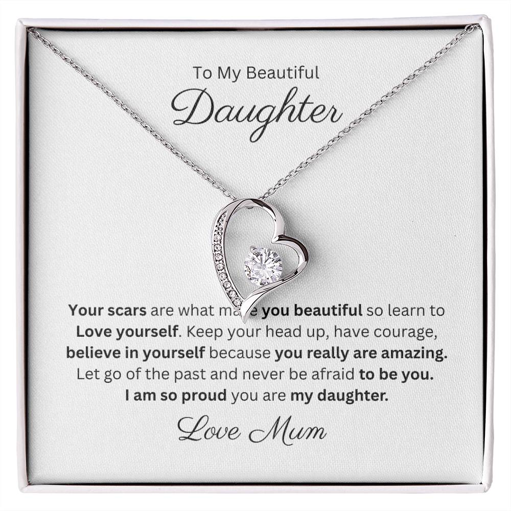 Beautiful Daughter Forever Love Heart Pendant Necklace 14k or 18k Gold