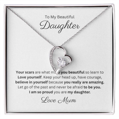 Beautiful Daughter Forever Love Heart Pendant Necklace 14k or 18k Gold