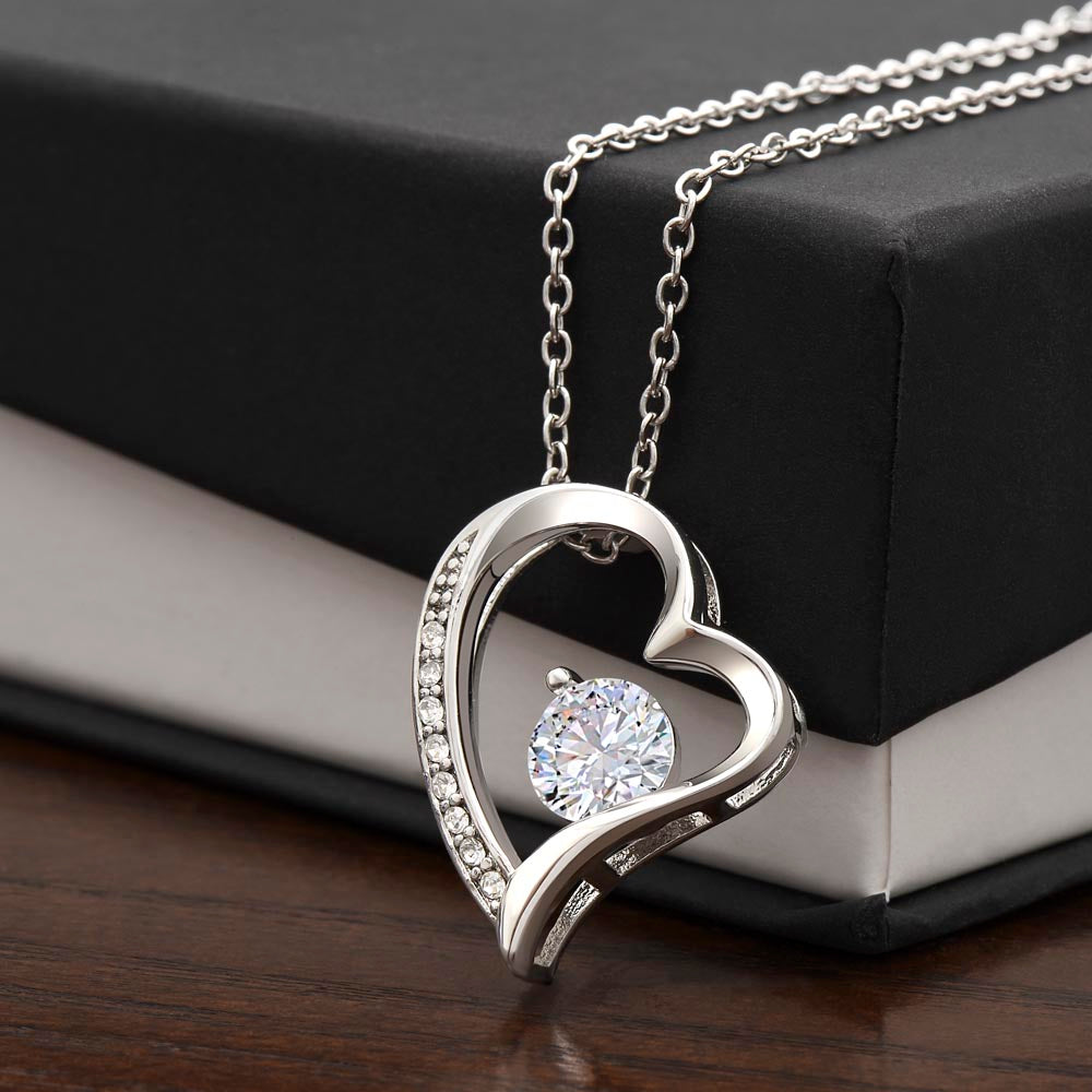 14k white gold finish Heart necklace