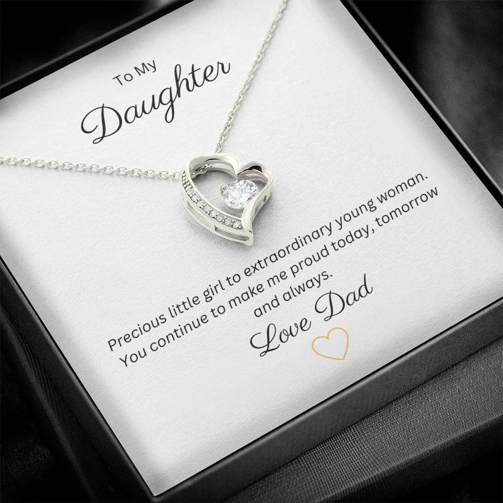 14k white gold finish Heart necklace