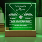 A stunning Square Acrylic and the beautiful Love Knot Necklace for Mom. The beautiful mom heartfelt message is showcased on crystal-clear acrylic, making this set a striking focal point in any space. Paired with the charming Love Knot Necklace.