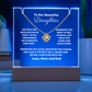 A stunning Square Acrylic and the beautiful Love Knot Necklace for Daughter. The heartfelt message is showcased on crystal-clear acrylic, making this set a striking focal point in any space. 14k white gold over stainless steel or 18k yellow gold over stainless steel with a 6mm round cut cubic zirconia stone.