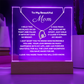 Sow Mom how much you love her with this stunning Square Acrylic and the beautiful Forever Love Heart Necklace for Mum. The beautiful wife heartfelt message is showcased on crystal-clear acrylic, making this set a striking focal point in any space. Paired with the charming Forever Love Heart Necklace in 14k white Gold or 18k gold plated.