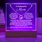 Sow Mom how much you love her with this stunning Square Acrylic and the beautiful Forever Love Heart Necklace for Mum. The beautiful wife heartfelt message is showcased on crystal-clear acrylic, making this set a striking focal point in any space. Paired with the charming Forever Love Heart Necklace in 14k white Gold or 18k gold plated.