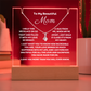 A stunning Square Acrylic plaque paired with the beautiful Alluring Beauty Pendant, Embellished With Cubic Zirconia Crystals Necklace for Mum. The beautiful mum heartfelt message is showcased on crystal-clear acrylic, making this set a striking focal point in any space. Paired with the charming Alluring Beauty Necklace.
