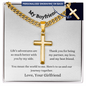 Engraved 18k Gold Cross Necklace On 18k Cuban Chain. To My Boyfriend for a Birthday or Special Occasion Gift.