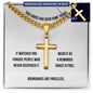 Engraved 18k Gold or Stainless Steel Cross Pendant Necklace on Cuban Link Chain. Grok wrote the exact message card that comes with it. Only 500 will ever exist.