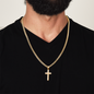 Engraved 18k Gold Cross Necklace On 18k Cuban Chain. To My Son for a Birthday, Graduation or Special Occasion Gift.