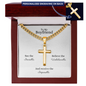 Engraved 18k Gold Cross Necklace On 18k Cuban Chain. To My Son for a Birthday, Graduation or Special Occasion Gift.