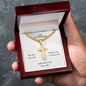 Engraved 18k Gold Cross Necklace On 18k Cuban Chain. To My Son for a Birthday, Graduation or Special Occasion Gift.