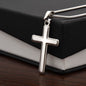 Stunning Stainless Steel Cross Necklace with Gift box. Adjustable snake chain (18" - 22") and attaches with a lobster clasp.