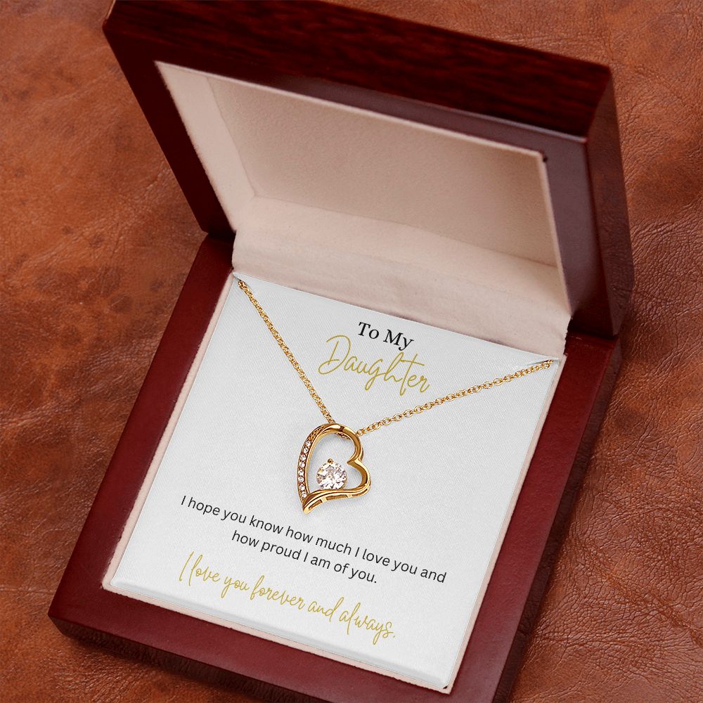 14k or 18k Heart Shape Pendant Necklace with Cubic Zirconia Crystals for Daughter