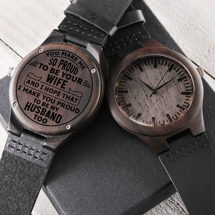 Proud To Be Your Wife Engraved Wooden Watch