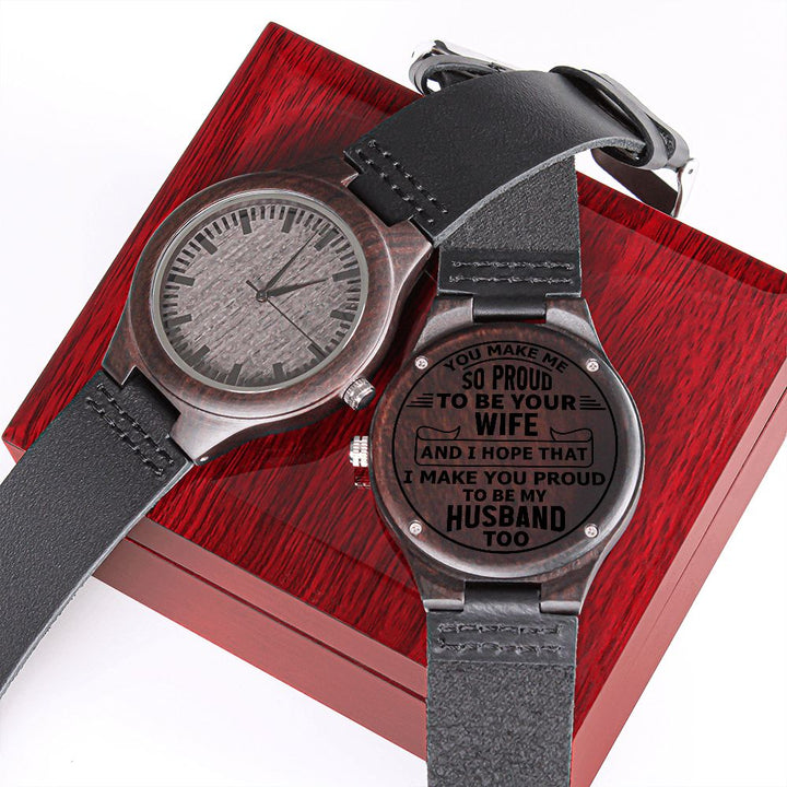 Proud To Be Your Wife Engraved Wooden Watch