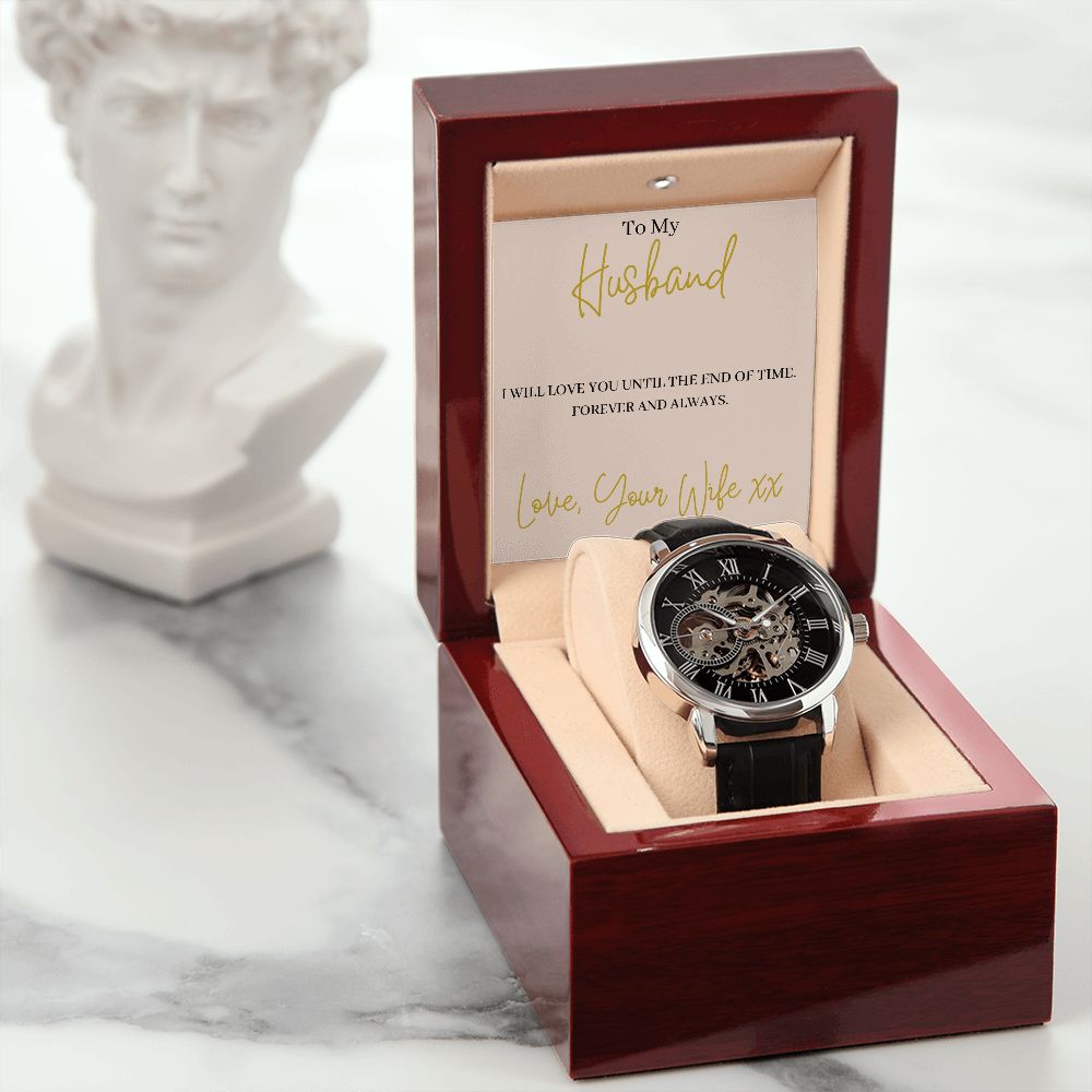 Trendy mens watch with open design