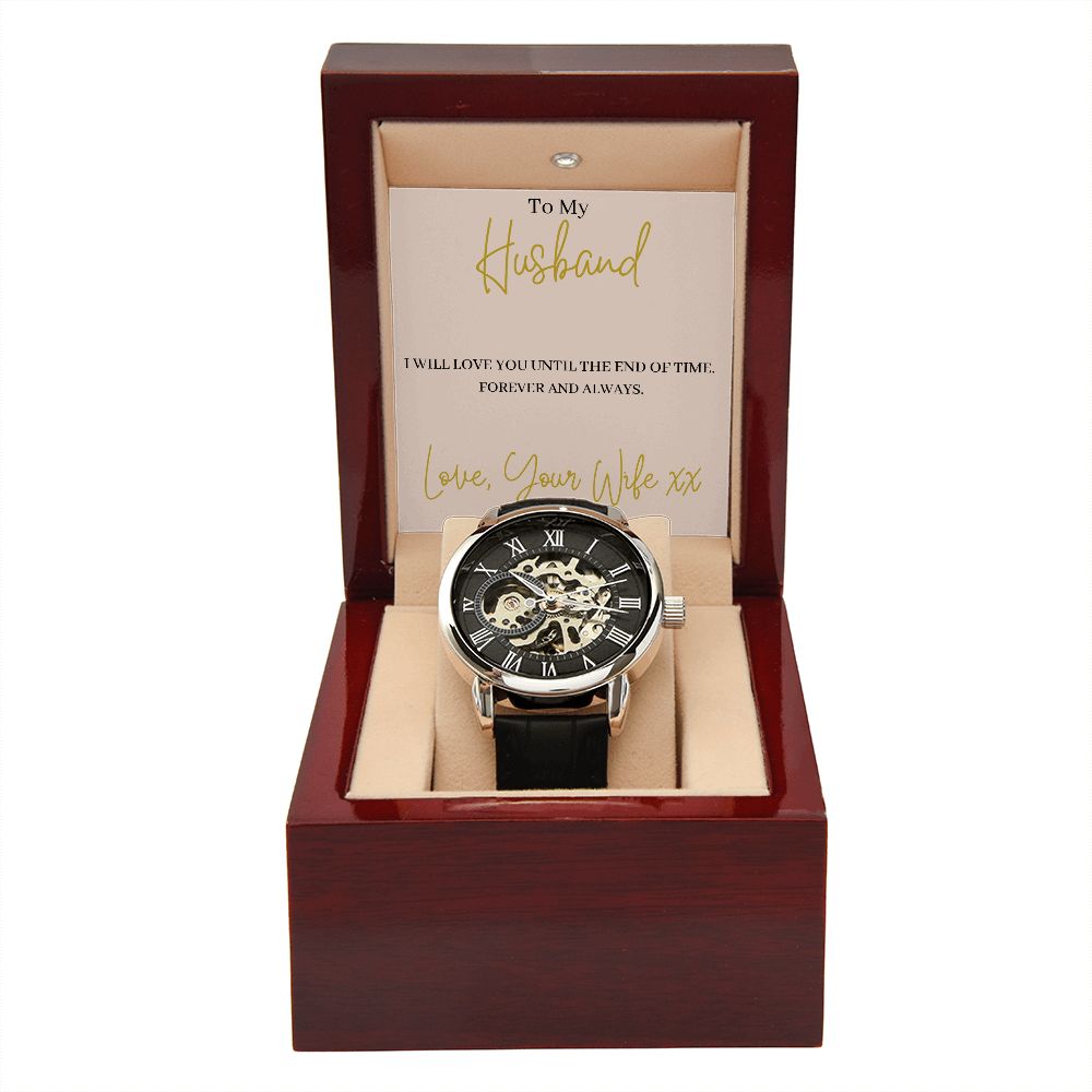 Trendy mens watch with open design