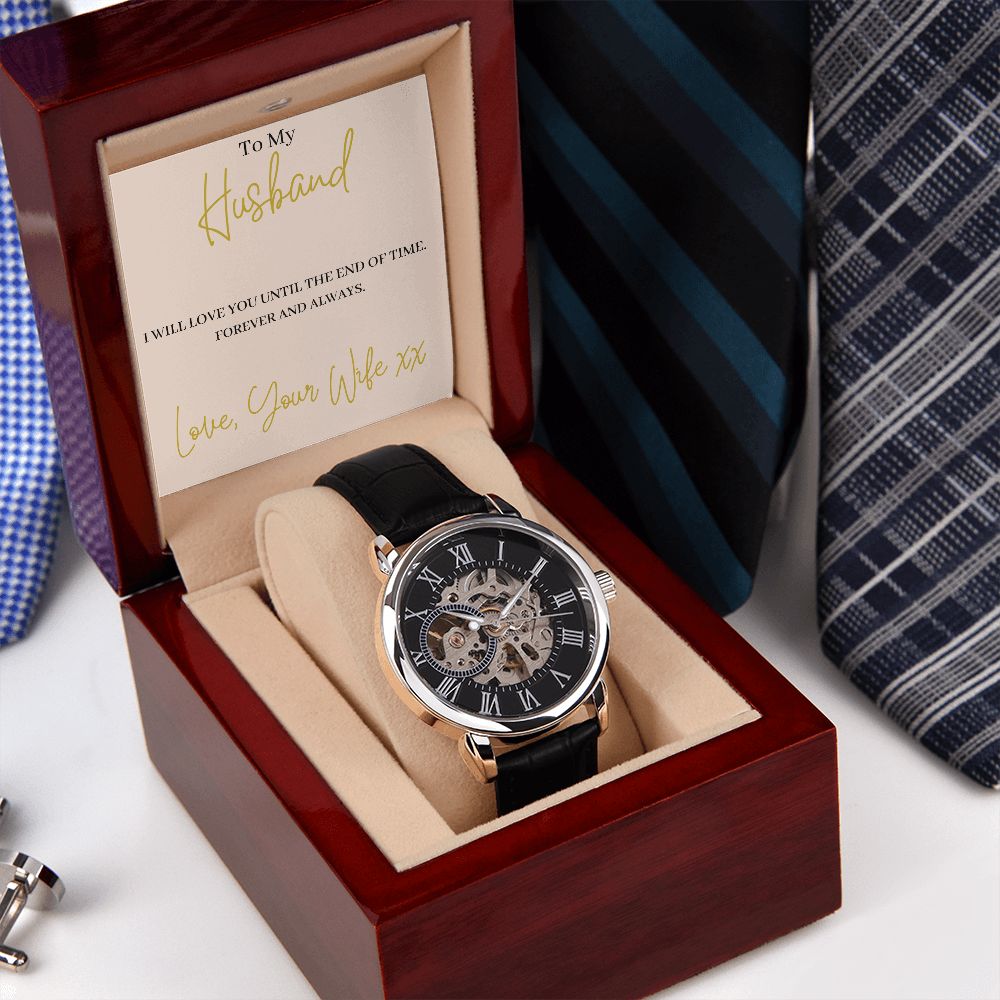 Trendy mens watch with open design