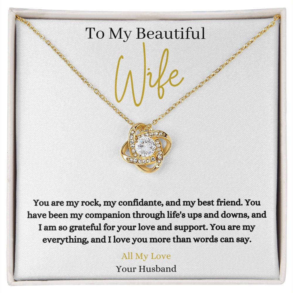 14k white gold or 18k yellow gold finish wife pendant necklace with cubic zirconia crystals
