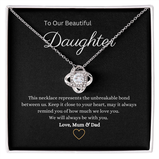 14k or 18k Daughter Love Knot Pendant Necklace