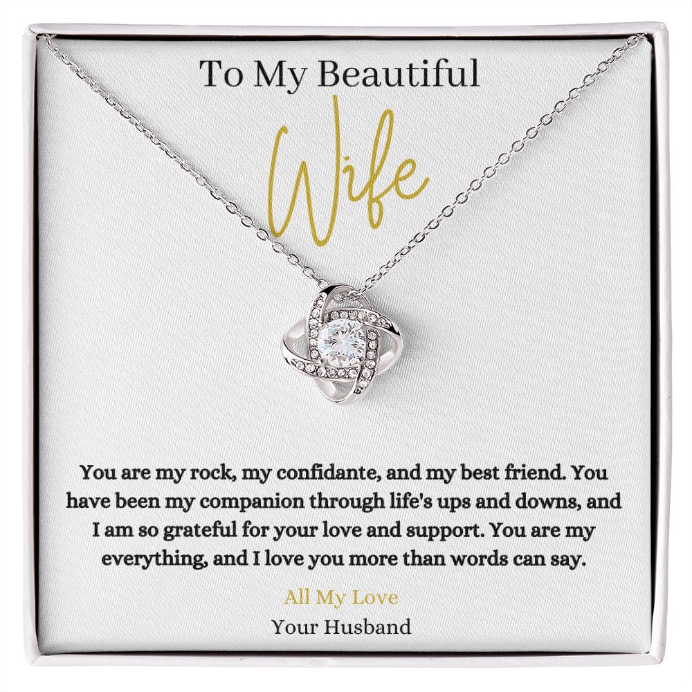 14k white gold or 18k yellow gold finish wife pendant necklace with cubic zirconia crystals