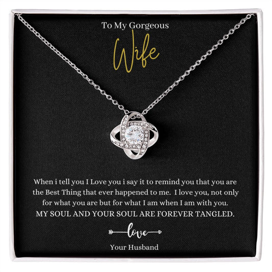 14k white gold finish pendant necklace  or 18k yellow gold finish with 6mm cubic zirconia stone with message card for wife