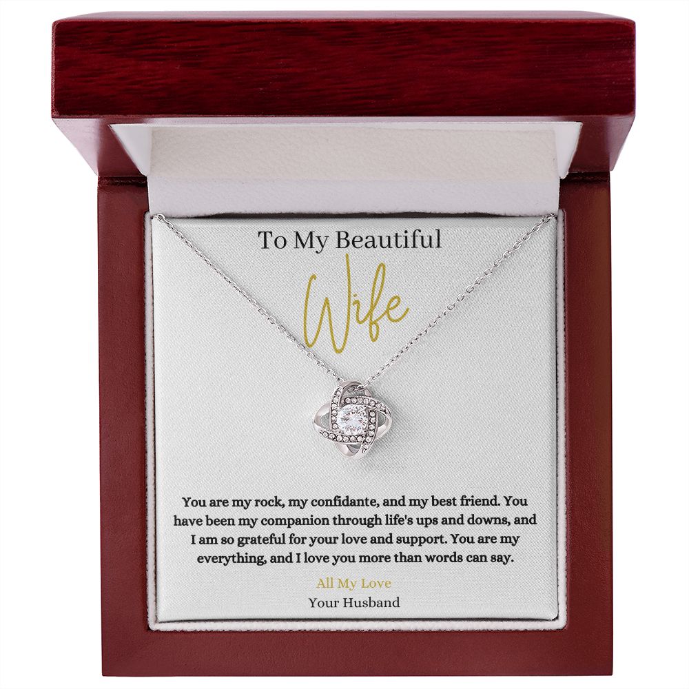 14k white gold or 18k yellow gold finish wife pendant necklace with cubic zirconia crystals