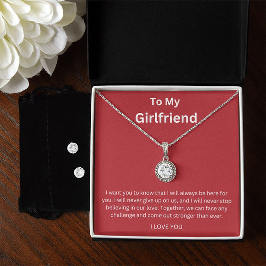 To My Girlfriend Eternal Hope Necklace and Cubic Zirconia Earring Set