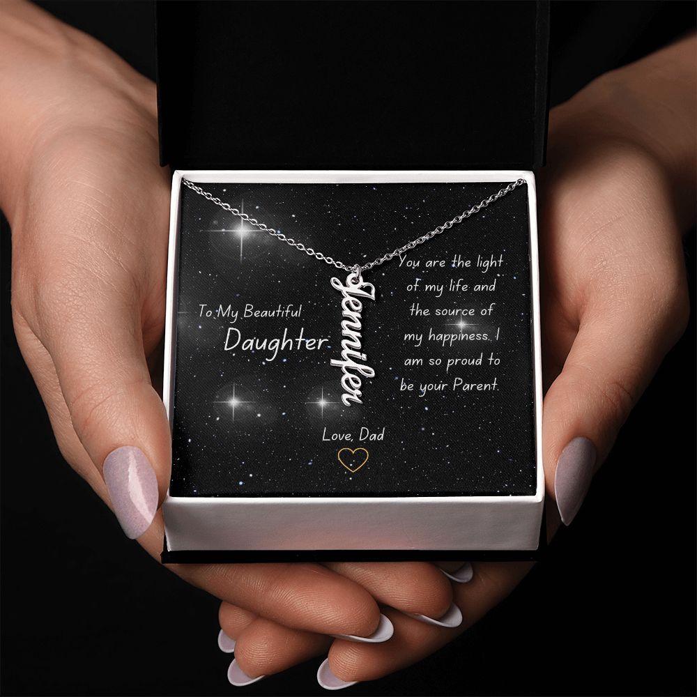 Personalised Name Pendant Necklace for Daughter Stainless Steel or 18k Gold Finish